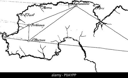 . Inglese: Fleuron dal libro: un conto del trigonometrical indagine su negli anni 1795 e 1796, per ordine di destra onorevole Marchese Cornwallis, Maestro Generale dell'artiglieria. Dal Colonnello Edward Williams e il cap. William Mudge, della Royal Artillery; e il sig. Isacco Dalby. Comunicate dal Duca di Richmond, F.R.S. Dal Phliosophical transazioni. 293 Un account del trigonometrical indagine su negli anni 1795 Fleuron T012258-3 Foto Stock