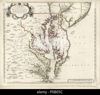 155 Una nuova mappa di Virginia, Maryland e le parti migliorate della Pennsylvania &AMP; New Jersey. LOC 2004633785 Foto Stock