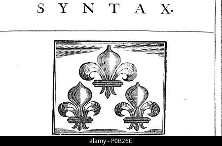 . Inglese: Fleuron dal libro: un nuovo Spagnolo e Inglese dizionario: raccolti dai migliori autori spagnoli, sia antichi che moderni. Contenenti più di mille parole più di qualsiasi altro dizionario; con la loro etimologia; la loro corretta, figurativa, burlesco e cant significations; i termini comuni o delle arti e delle scienze; i nomi propri di uomini; i cognomi di famiglie e e conto di essi; i titoli della nobiltà di Spagna; insieme con la sua geografia, e quella del West Indies; con i nomi di tali province, città e fiumi in altre parti che differiscono in spagnolo dall'inglese. Foto Stock