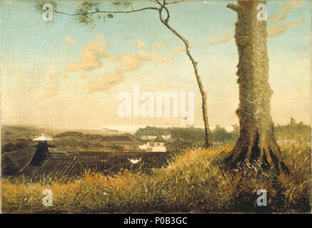 . Inglese: Vista dalla collina Atago verso il mare di Shinagawa, da Takahashi Yuichi, Yokohama Museum of Art, Giappone 日本語: 愛宕山より品川沖を望む 高橋由一筆 . 1877. Takahashi Yuichi (1828-1894) 25 vista dalla collina Atago verso il mare di Shinagawa da Takahashi Yuichi (Yokohama Museum of Art) Foto Stock