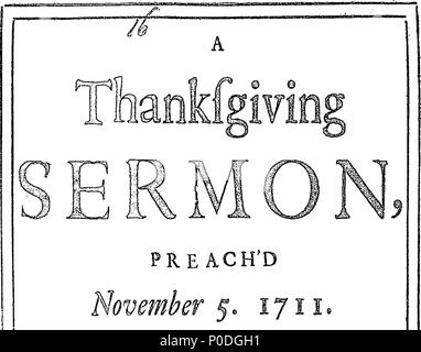 . Inglese: Fleuron dal libro: un discorso di ringraziamento, predicare'd novembre 5. 1711. Da Giles Dent. 220 un discorso di ringraziamento, predicare'd novembre 5. 1711. Da Giles Dent. Fleuron N014355-2 Foto Stock