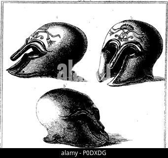 . Inglese: Fleuron dal libro: un trattato su antiche armature e armi, illustrato da piastre preso dalla corazza originale nella Torre di Londra e altri arsenali, musei e armadi. Da Francis Grose, Esq. F. A. S. 233 una dissertazione su antiche armature e armi Fleuron T083280-10 Foto Stock