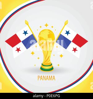 Panama Campione del Calcio World Cup 2018 - Bandiera e Golden Trophy Illustrazione Vettoriale