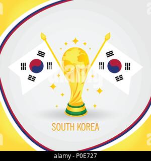 Corea del Sud Calcio Campione Coppa del Mondo 2018 - Bandiera e Golden Trophy Illustrazione Vettoriale