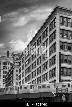 Immagine in bianco e nero del centro di Chicago, USA. Foto Stock