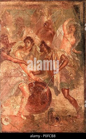 . Italiano: affresco proveniente da Pompei, Casa dei Dioscuri . Il 13 marzo 2018. Luigi Spina 258 Achille e Ulisse a Sciro Foto Stock