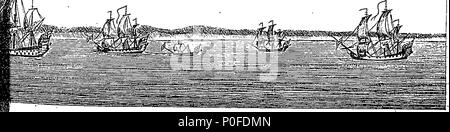 . Inglese: Fleuron dal libro: un viaggio intorno al mondo, negli anni MDCCXL, I, II, III, IV, da George Anson, Esq; successivamente Signore Anson, comandante in capo di uno squadrone di Sua Maestà di navi, inviato su una spedizione al South-Seas. Compilato, dai suoi documenti e materiali, da Richard Walter, M. A. Cappellano di Sua Maestà della nave il centurione, in spedizione. Illustrato con quarantadue di rame-piastre. 248 Un viaggio intorno al mondo Fleuron n052653-13 Foto Stock