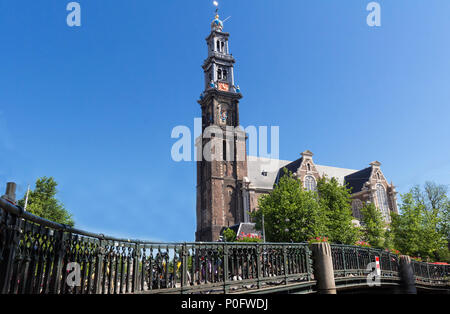 Vista della Chiesa occidentale Westerkerk, 1620 - 1631 - Un protestante olandese chiesa in Amsterdam. Foto Stock