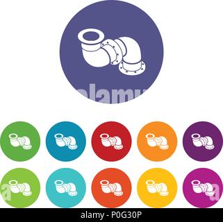 Adattatore tubo di set di icone a colori del vettore Illustrazione Vettoriale