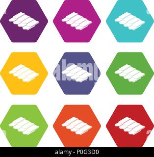 Piastrella in metallo set di icone 9 vector Illustrazione Vettoriale