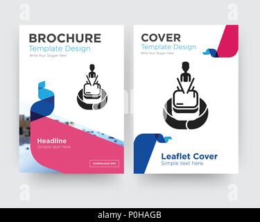 Brochure ologramma flyer design modello astratto con sfondo fotografico, tendenza minimalista business corporate roll up o relazione annuale Illustrazione Vettoriale