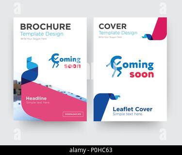 Presto disponibile la brochure flyer design modello astratto con sfondo fotografico, tendenza minimalista business corporate roll up o relazione annuale Illustrazione Vettoriale