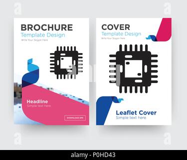 Brochure Chip flyer design modello astratto con sfondo fotografico, tendenza minimalista business corporate roll up o relazione annuale Illustrazione Vettoriale