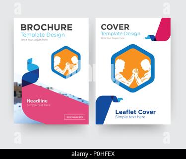 Il braccio di wrestling, brochure flyer design modello astratto con sfondo fotografico, tendenza minimalista business corporate roll up o relazione annuale Illustrazione Vettoriale