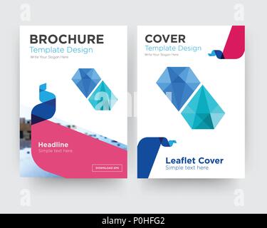 Diamond brochure flyer design modello astratto con sfondo fotografico, tendenza minimalista business corporate roll up o relazione annuale Illustrazione Vettoriale