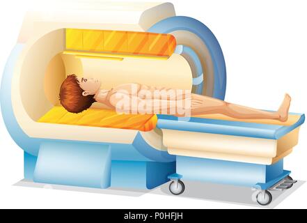 Un uomo in MRI illustrazione dello scanner Illustrazione Vettoriale
