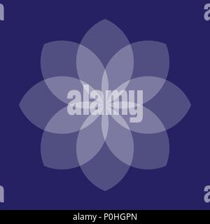 Blu geometrico astratto fiore. Vettore ornamento simbolico. Illustrazione Vettoriale