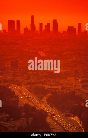 1993 il centro storico di Porto SKYLINE FREEWAY DI LOS ANGELES CALIFORNIA USA Foto Stock