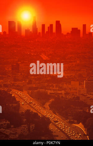 1993 il centro storico di Porto SKYLINE FREEWAY DI LOS ANGELES CALIFORNIA USA Foto Stock