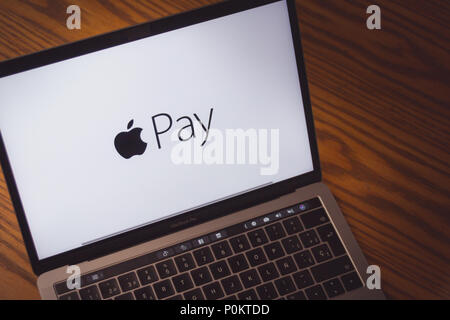 Dallas, Texas/ Stati Uniti - 06/7/2018: (fotografia di Apple paga il logo sullo schermo del computer) Foto Stock