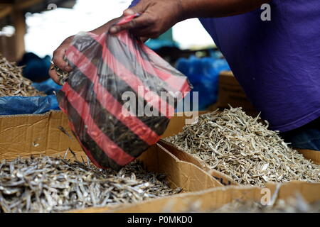 Acciughe essiccate pesce al mercato di strada Foto Stock