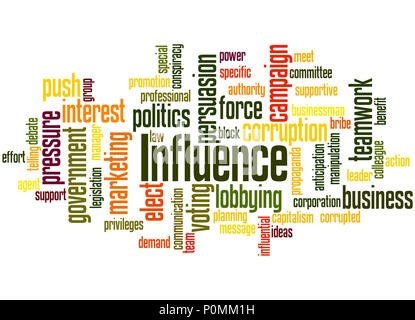 Influenza di parola il concetto di cloud su sfondo bianco. Foto Stock