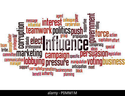 Influenza di parola il concetto di cloud su sfondo bianco. Foto Stock