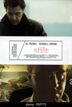 Pellicola originale titolo: Insider. Titolo inglese: Insider. Regista: Michael Mann. Anno: 1999. Credito: Touchstone Pictures / Album Foto Stock