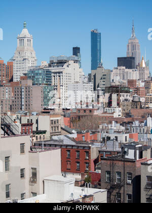 Manhattan dal lato inferiore orientale all'Empire state Edificio Foto Stock