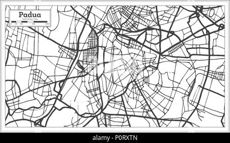 Padova Italia mappa della città in stile retrò. Mappa di contorno. Illustrazione Vettoriale. Illustrazione Vettoriale