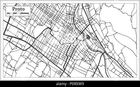 Prato Italia mappa della città in stile retrò. Mappa di contorno. Illustrazione Vettoriale. Illustrazione Vettoriale