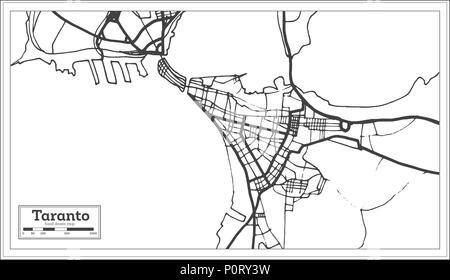 Taranto Italia mappa della città in stile retrò. Mappa di contorno. Illustrazione Vettoriale. Illustrazione Vettoriale
