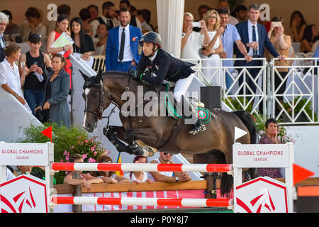 Cannes, Francia. 09 Giugno, 2018. Egitto Abdel ha detto il Team Roma gladiatori su Callisto compete durante il 2018 Longines Global Champions League a Cannes il 09 giugno 2018 Credit: BTWImages Sport/Alamy Live News Foto Stock