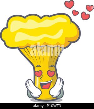 In amore chanterelle mushroom mascotte cartoon Illustrazione Vettoriale