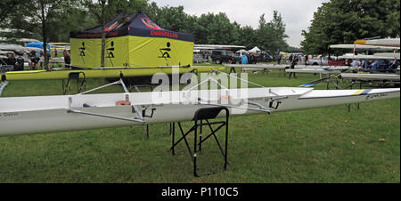 Viola spiaggia quad commemorativa barca da Warrington Rowing Club, chiamato a Dorney Centro di Canottaggio 25 Maggio 2018 Foto Stock