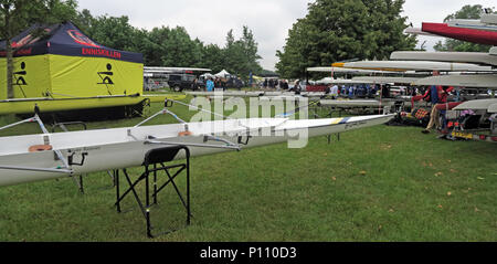 Viola spiaggia quad commemorativa barca da Warrington Rowing Club, chiamato a Dorney Centro di Canottaggio 25 Maggio 2018 Foto Stock