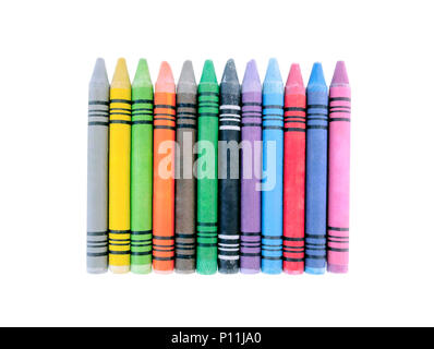 Le matite multicolori isolati su sfondo bianco Foto Stock