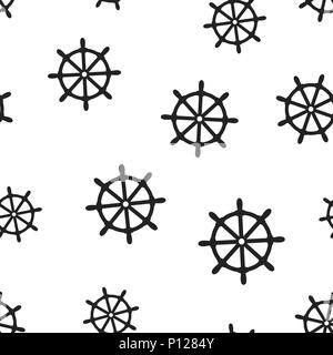 Volante icona timone seamless pattern sfondo. Il concetto di Business illustrazione vettoriale. Nave Volante modello di simbolo. Illustrazione Vettoriale