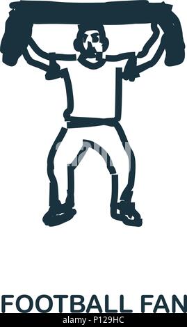 Appassionato di calcio e la relativa icona. Mobile Apps, la stampa e l'utilizzo di più. Semplice elemento cantare. Monocromatico Tifoso icon illustrazione. Illustrazione Vettoriale
