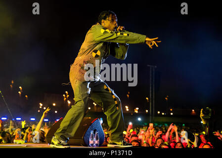 Barcellona - giu 2: ASAP Rocky (hip hop band) eseguire in concerto a Primavera Sound Festival il 2 giugno 2018 a Barcellona, Spagna. Foto Stock