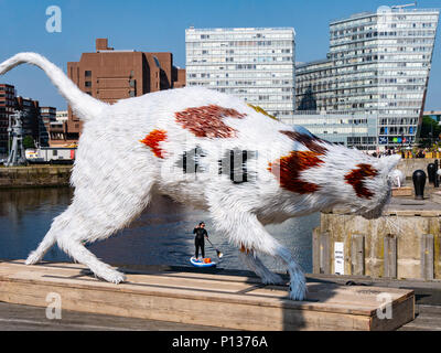 Della Nave e cat Super rat, arte presentano dalla fede Bebbington, Albert Dock, Liverpool, UK, 2018 Foto Stock