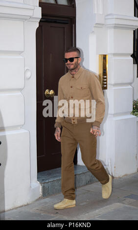 Londra, Regno Unito. Il 10 giugno 2018. David Beckham che frequentano il suo Kent & Curwen Inghilterra Fashion presentazione presso la London Fashion Week SS19 Credito: Paolo Licorish/Alamy Live News Foto Stock