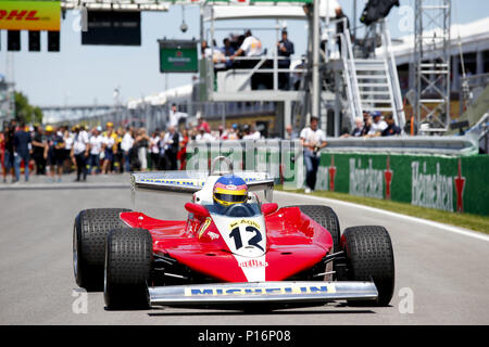 Motorsports: FIA Formula One World Championship 2018, il Gran Premio del Canada Jacques Villeneuve (CDN) Sky Italia aziona i suoi padri 1978 GP canadese vincendo la Ferrari 312T3 Foto scattata il 10 giugno 2018. | Utilizzo di tutto il mondo Foto Stock