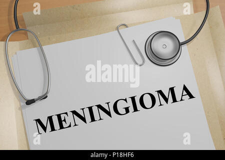 3D illustrazione di un meningioma titolo su un documento medico Foto Stock