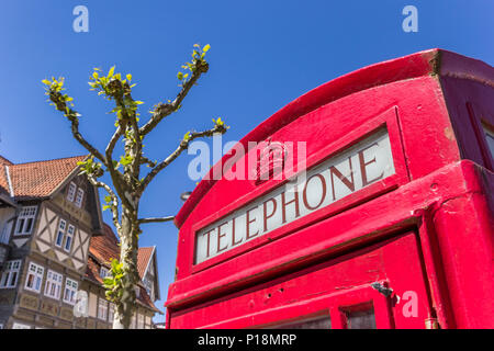 Classic Phone Booth nel centro di Bad Salzuflen, Germania Foto Stock