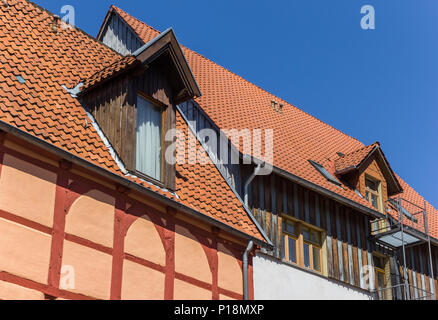 Metà case con travi di legno nella storica città termale di Bad Salzuflen, Germania Foto Stock