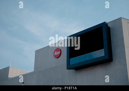 WETZLAR, maggio 2018 - vista esterna di Leica workshop e studio la costruzione presso il Parco Leitz di Wetzlar Foto Stock