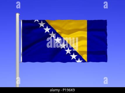 Bandiera della Bosnia ed Erzegovina, Flagge von Bosnien und Herzegowina Foto Stock
