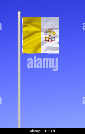 Bandiera della Città del Vaticano, Italia, Flagge von Vatikanstadt, Italien Foto Stock