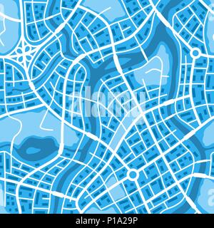 Abstract mappa della città seamless pattern. Illustrazione Vettoriale